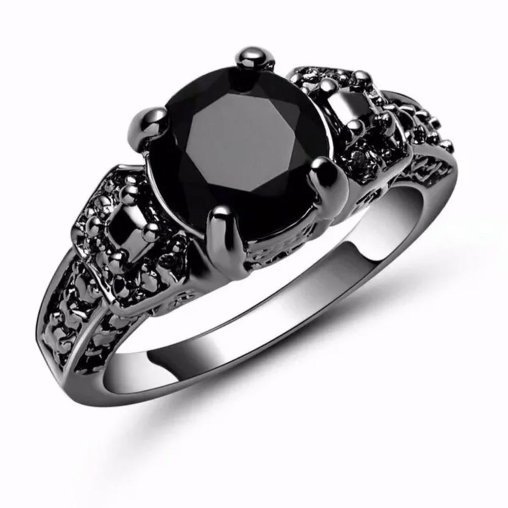 Black Sapphire 18K Black Gold Filled Ring 6